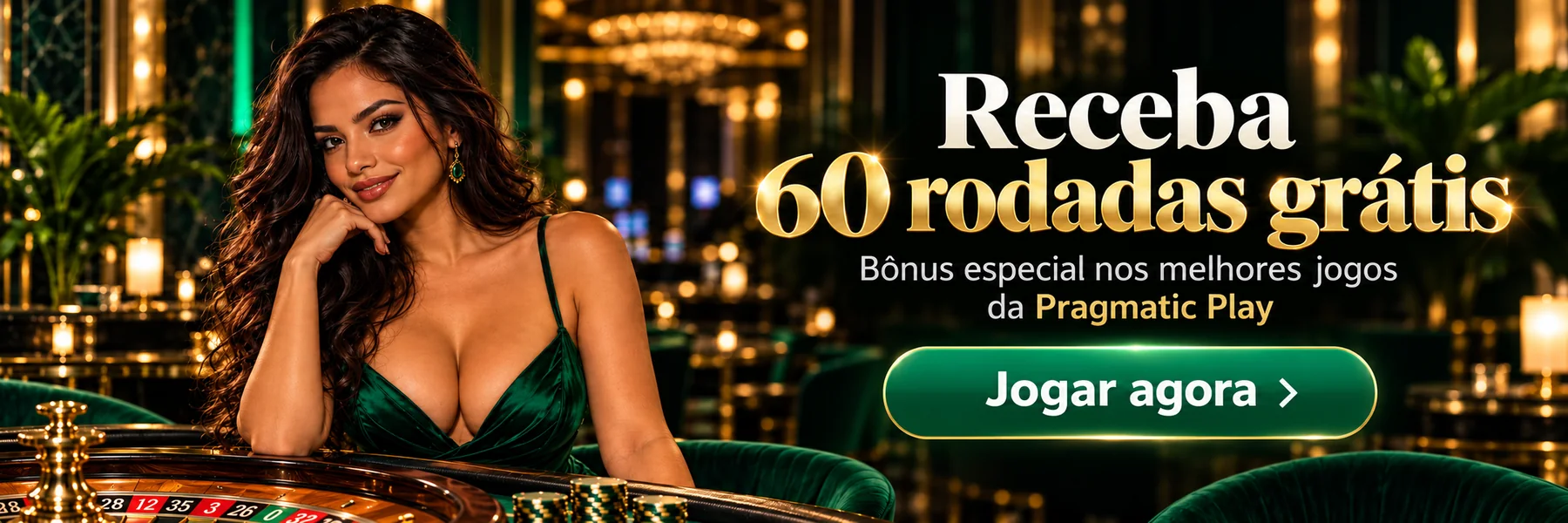 Banner ilustrativo com modelo brasileira e oferta promocional não confirmada para jogos Pragmatic Play; abrir comparativo de jogos